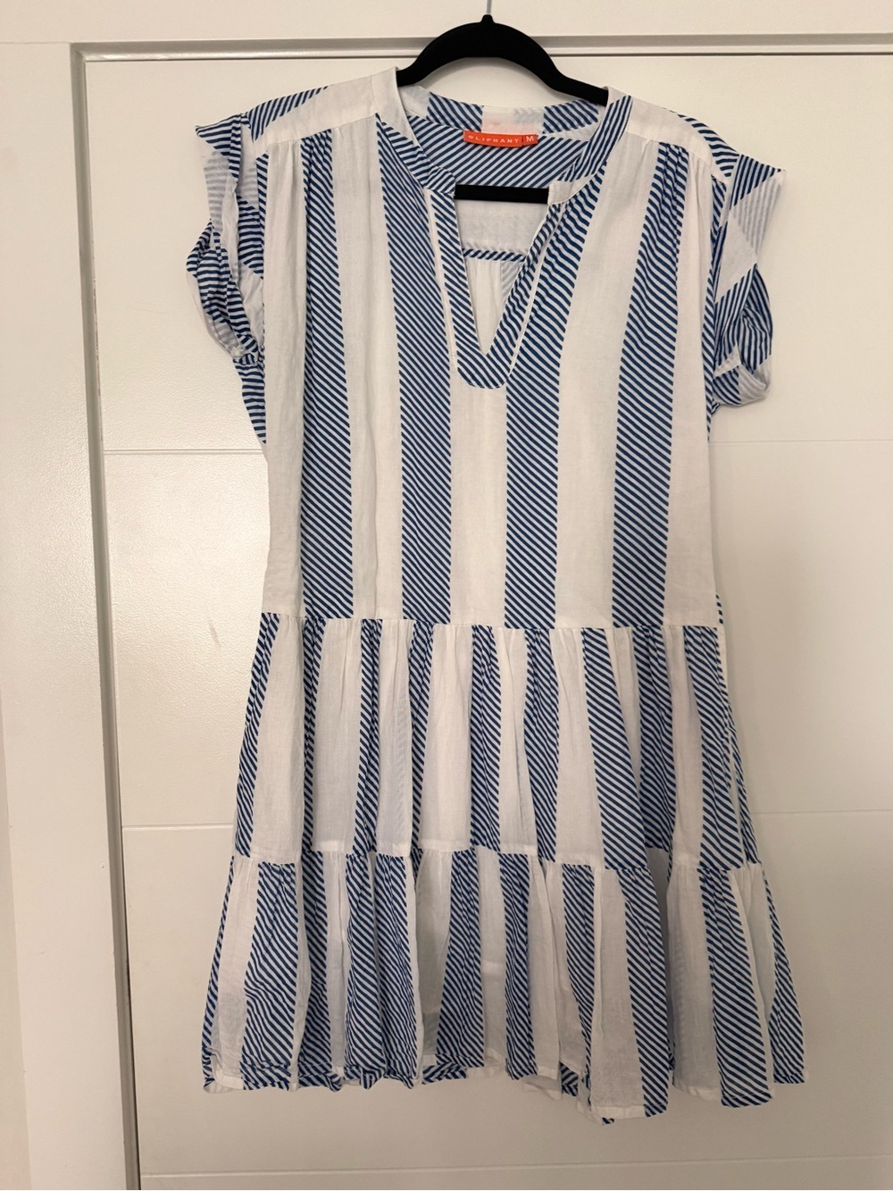 Oliphant Blue and White Roll Sleeve Dress - Picture 4 of 8